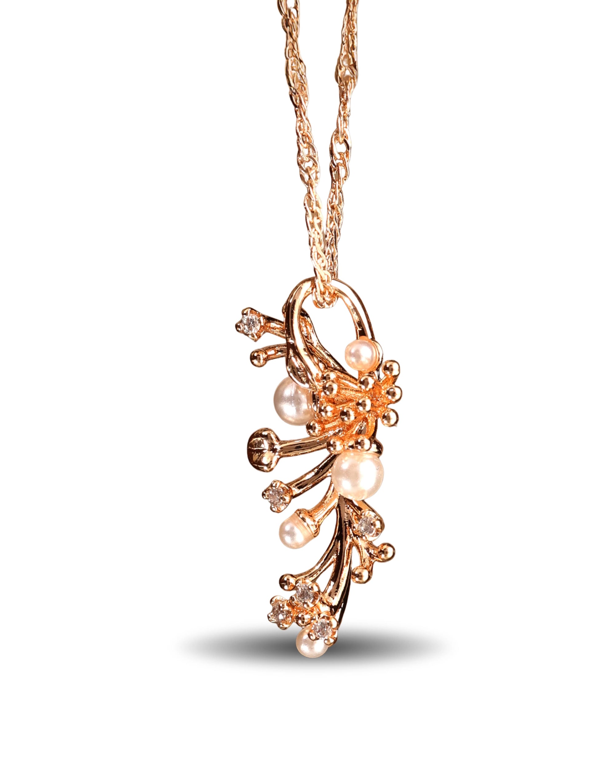 Zircons and Pearls Pendant with Chain