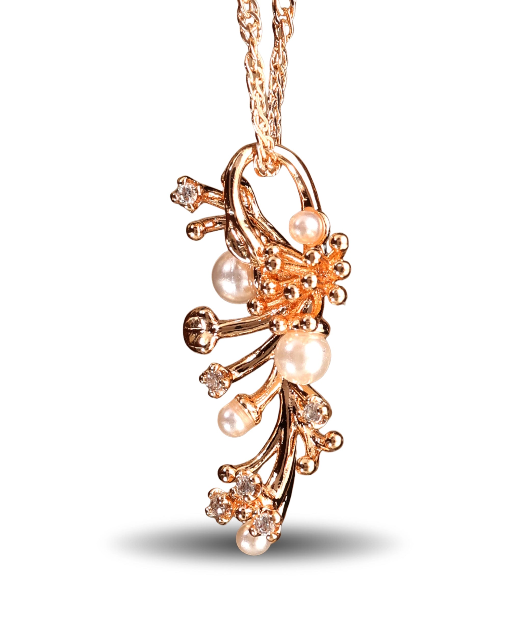 Zircons and Pearls Pendant with Chain