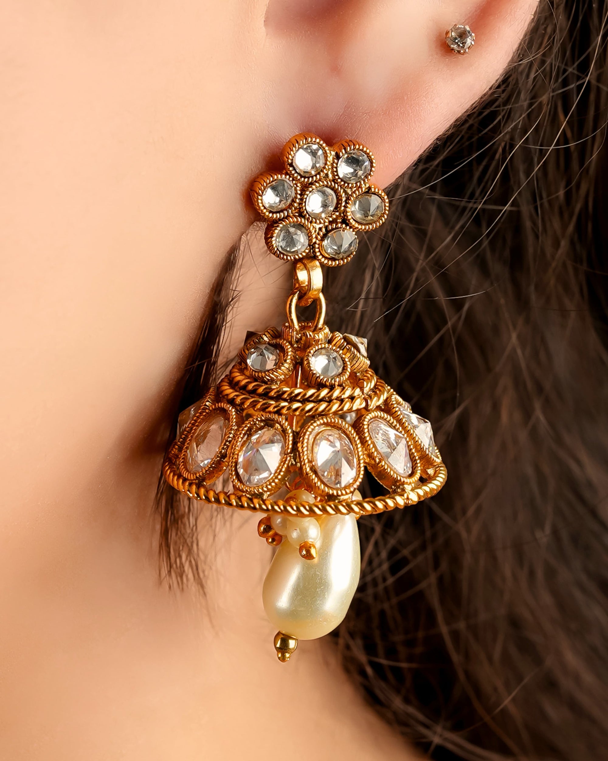 Dainty Golden Jhumki Earrings