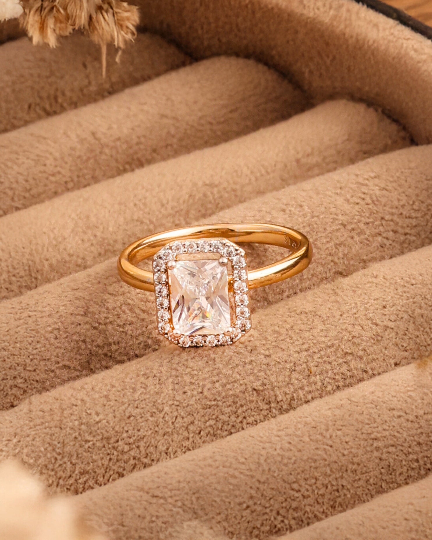 Cushion-Cut Zircon Ring
