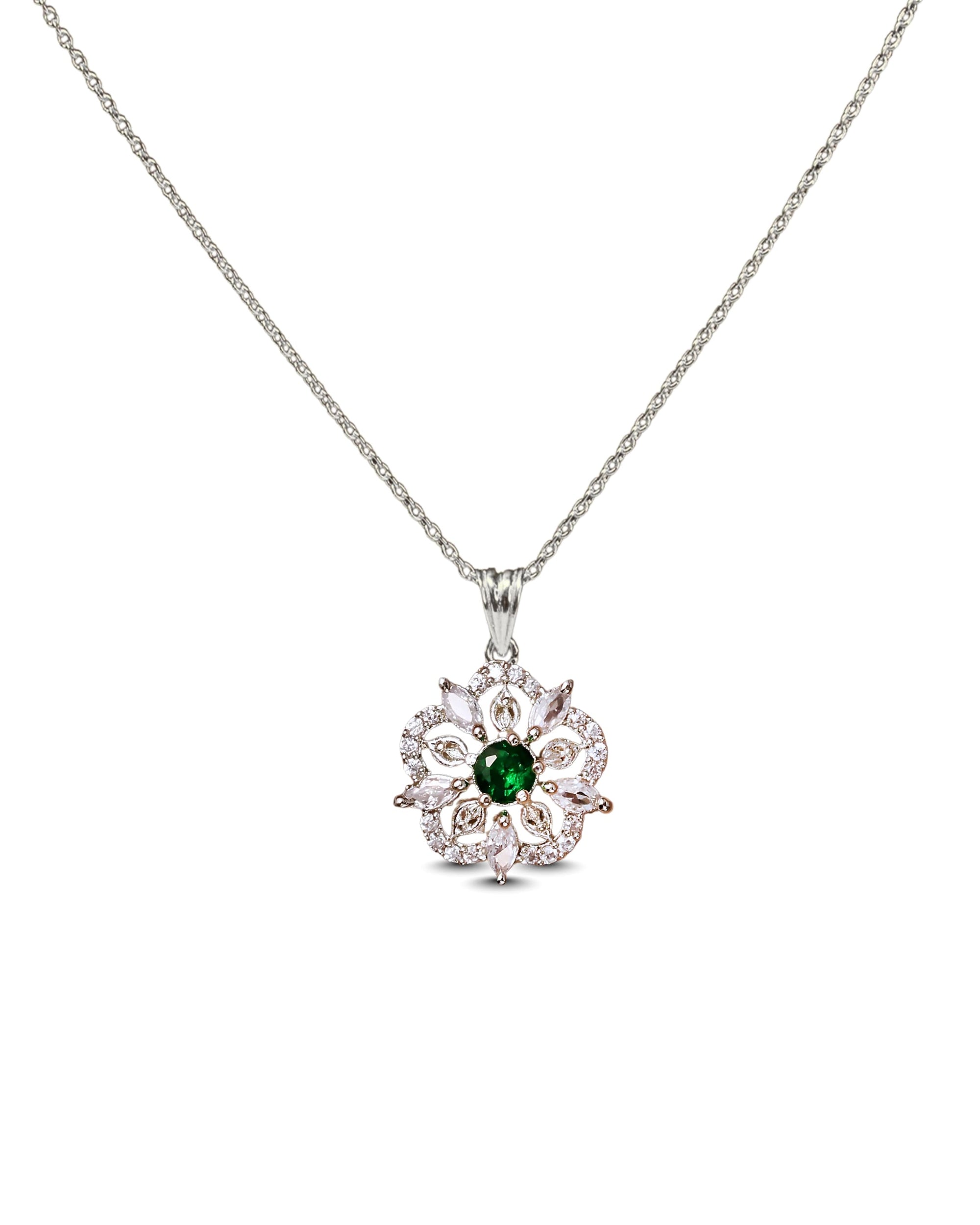 Emerald Flower Pendant