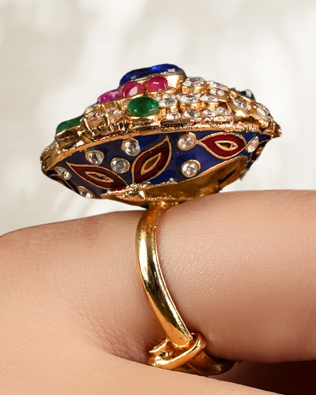 Multicolor Ring Red & Blue Meena
