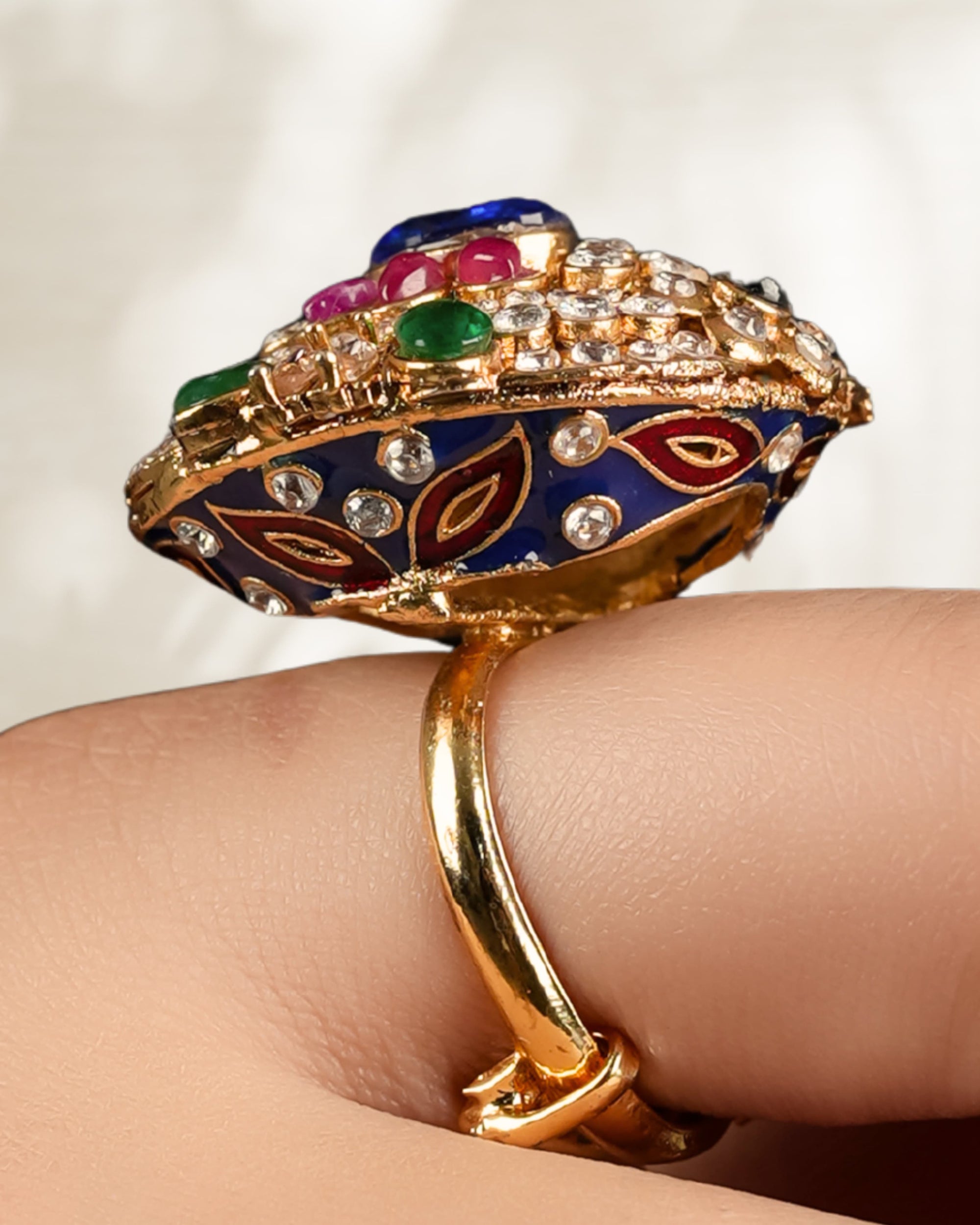 Multicolor Ring Red & Blue Meena