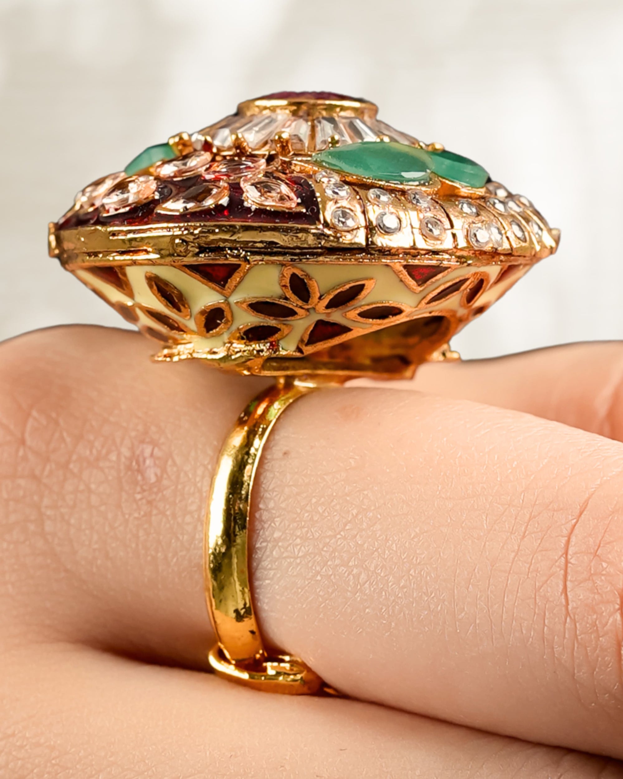 Ruby Emerald Ring with Meena