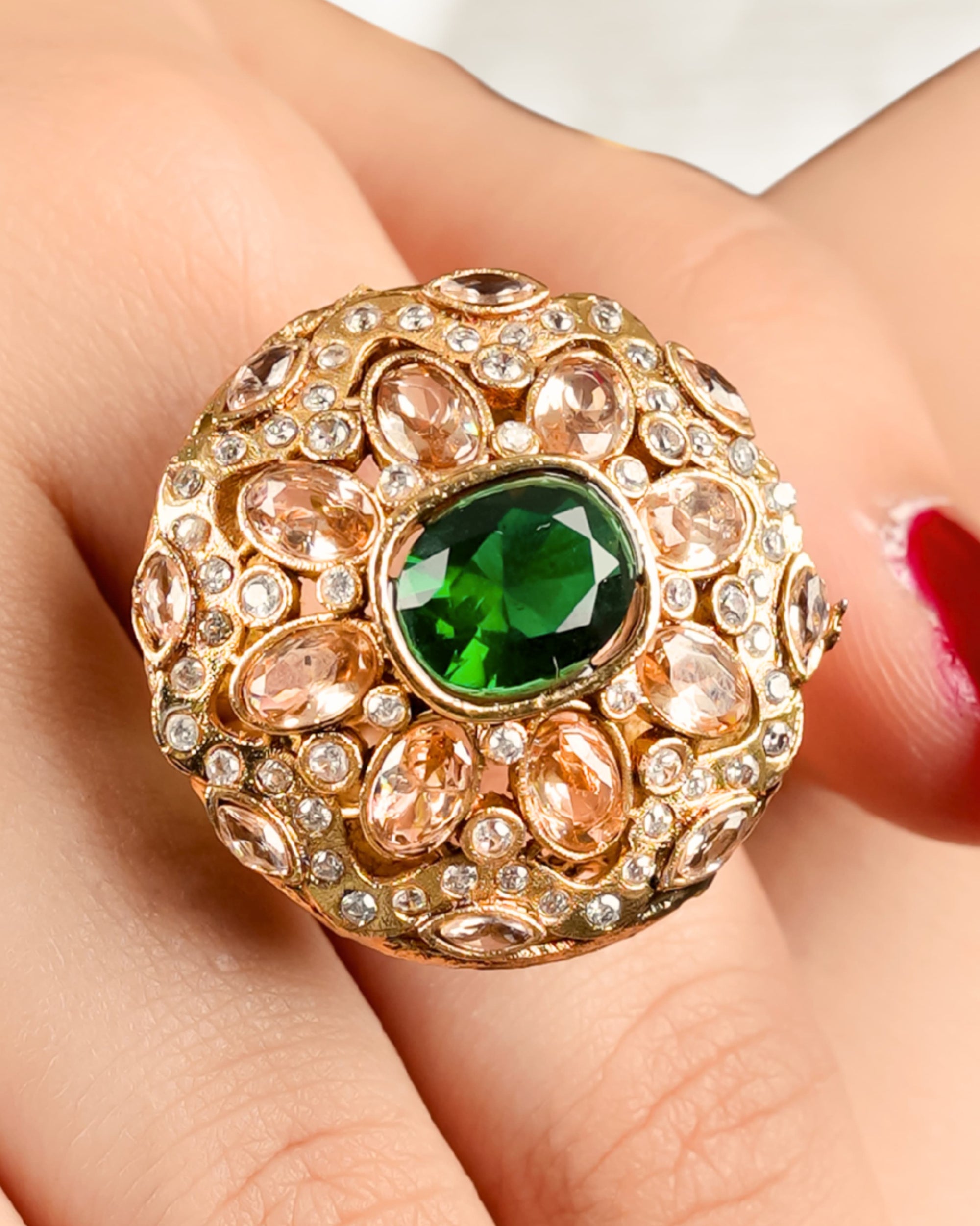 Emerald Ring With Meena