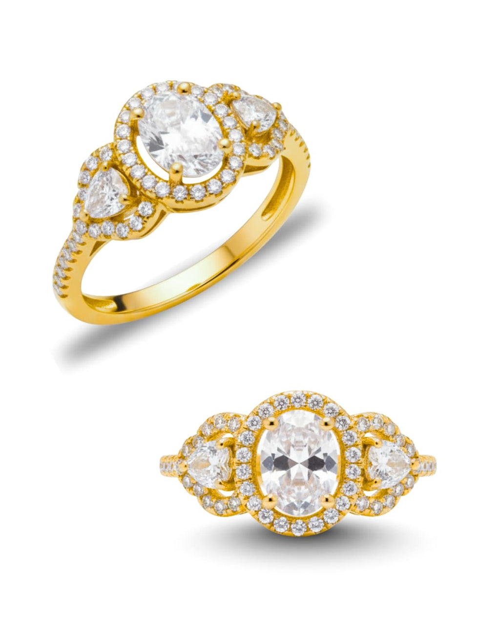 Tristone Zircon Ring