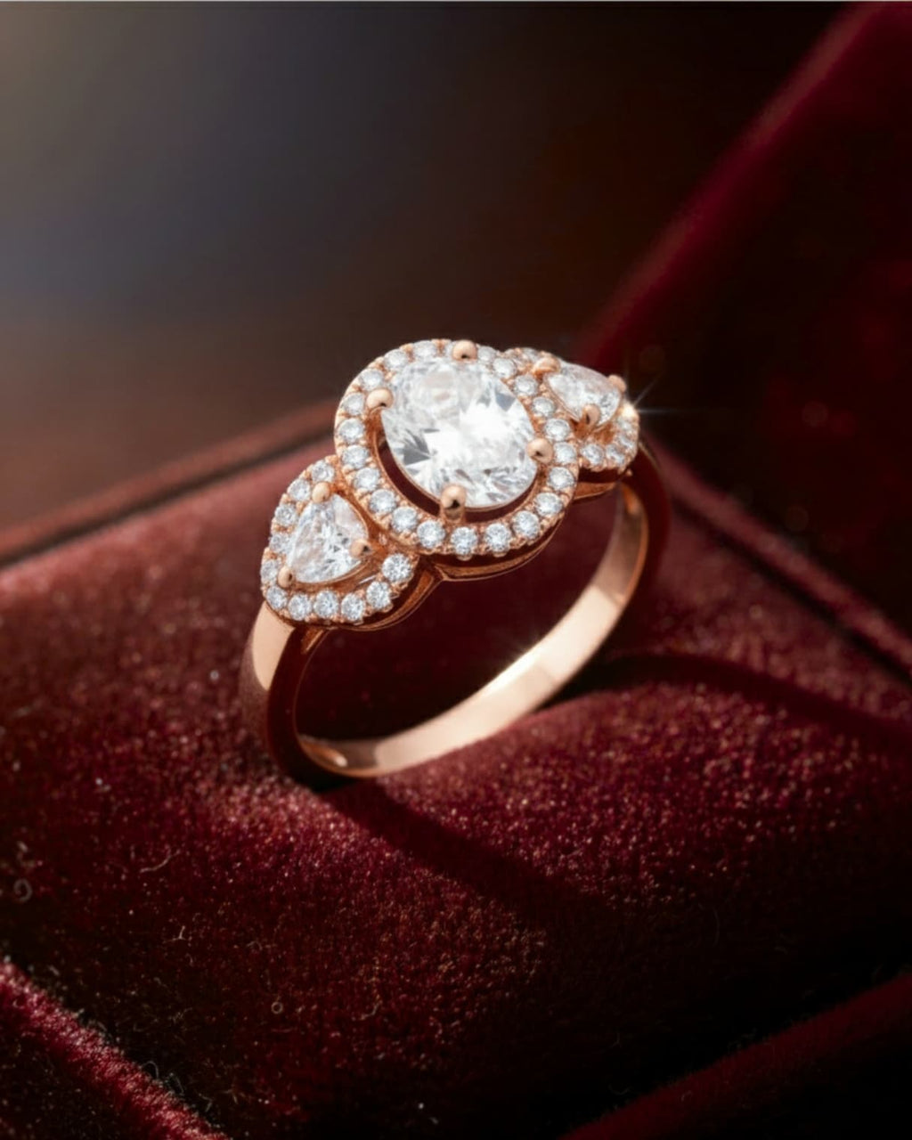 Tristone Zircon Ring