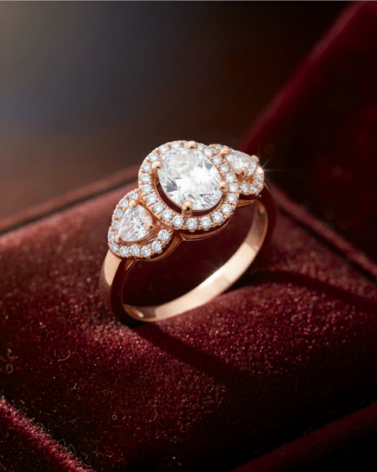 Tristone Zircon Ring